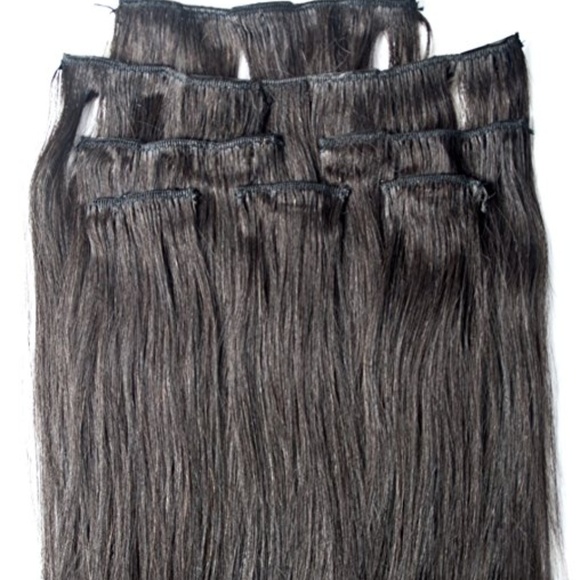 22" 100% Clip in Human Hair Extensions 7Pcs,14 clips #1B - Picture 2 of 2